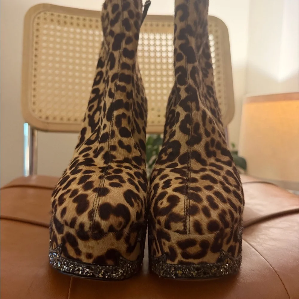 Marc Jacobs Leopard Print pony hair stash a Platform Ankle Boots